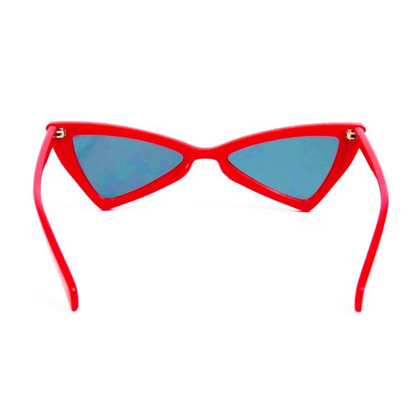 Red Retro Sunglasses Triangle Lens Decade Eighties - Picture 12 of 16